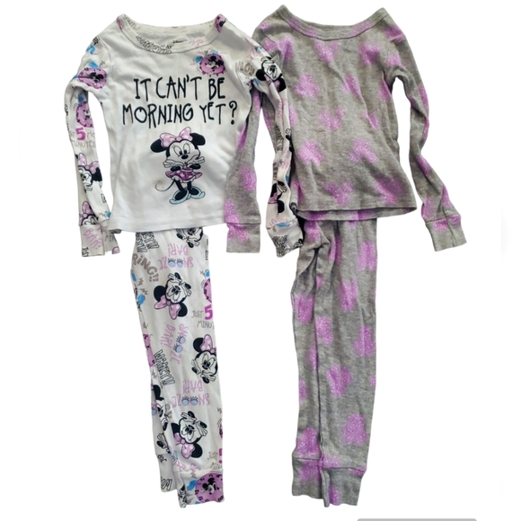 Disney Minnie Mouse Two Piece Pajama Set Bundle Purple Size 4T - Picture 1 of 1